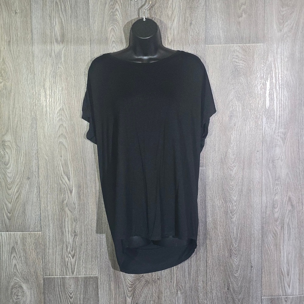 Express Drape Back Short Sleeve Top Size L Black Womens New With Tags